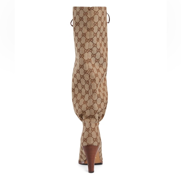 GUCCI Lisa GG Canvas Mid-Heel Boots - Picture 2 of 11
